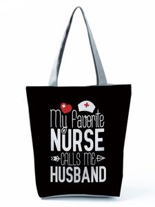 Sacs à main pour femmes, motif dentiste et infirmière de dessin animé, portables, écologiques, polyvalents, sacs fourre-tout décontractés pour femmes, mode, sacs à main réutilisables écologiques pour femmes - Product Image 5