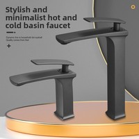 Robinet de lavabo monotrou en cuivre pur avec cartouche céramique, design moderne et minimaliste, pour eau chaude et froide, à poser sur le comptoir, pour salle de bain