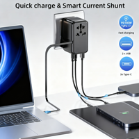 DENIXI PD100W avec câble extensible, chargeur rapide pratique, adaptateur de charge universel pour voyage, chargeurs multifonctionnels 65W