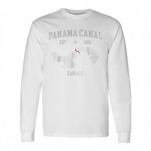 Camiseta de manga larga con diseño de mapa vintage del Canal de Panamá, recuerdo del Canal de Panamá, Est 1881 - Product Image 2