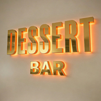 Letrero LED 3D Personalizado con Letras Doradas, Retroiluminado, para Exteriores, Logotipo Comercial para Fachada de Edificio