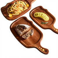 Plateau en bois massif en forme de chat, plateau à steak classique de style occidental, plateau à pizza en ébène poli, plateau à fromage, durable, facile à nettoyer, 2 cm d'épaisseur