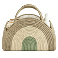 Panier de rangement pour couches de bébé en corde de coton avec poignées, bac de rangement pour la chambre d'enfant, sac de transport portable pour bébé
