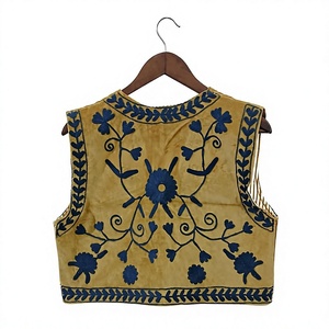 Gilet brodé, gilet moutarde, gilet en velours, gilet formel, gilet bohème, gilet ethnique, gilet indien brodé à la main, broderie indienne - Product Image 1