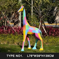 Sculpture géométrique géante en résine de fibre de verre, girafe colorée, design Art Déco, personnalisable pour jardin, parc d'attractions, décoration de centre commercial