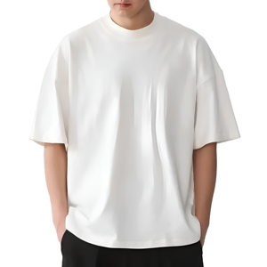 เสื้อยืดผู้ชายไซส์ใหญ่ คอเล็ก สไตล์อเมริกัน สตรีทแวร์ ผ้าคอตตอนหนา 320 กรัม ทรงสบาย ปักลาย - Product Image 1