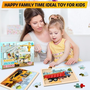 Rompecabezas de vehículos de construcción de madera 3D para niños de 4 a 6 años, tableros educativos preescolares, juguetes para niños y niñas - Product Image 3