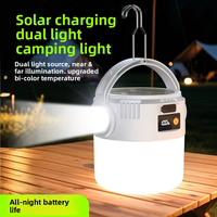 Lampe de camping LED solaire rechargeable, étanche, longue durée, lampe d'urgence portable, éclairage extérieur pour marché et maison