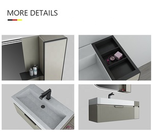 Bathroom Cabinet Waterproof with Smart Mirror Cabinet Floating Double Bathroom Vanity <b>Light</b> Cabinet Set with Counter Top - Product Image 2