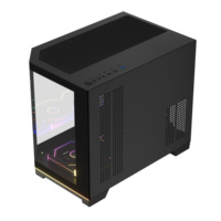 Boîtier PC Micro ATX Gaming de style aquarium, tour moyenne, vue panoramique, avec bande ARGB