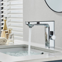Robinet de lavabo en laiton à affichage numérique LED de luxe 2026, robinet de lavage à capteur