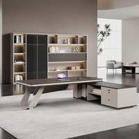 Bureau de président simple moderne et léger de luxe avec combinaison de chaises ergonomiques Bureau de patron en bois pour président et directeur