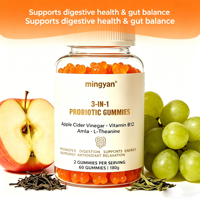 Gummies probiotiques au vinaigre de cidre de pomme avec vitamine B12, Amla et L-Théanine pour la digestion et la réduction du stress corporel