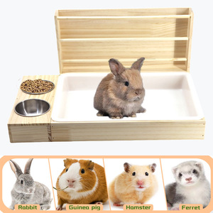 Wooden Rabbit Hay <b>Feeder</b> With Food Tray Multifunctional Pet Feeding Station For Small Animals - Product Image 2