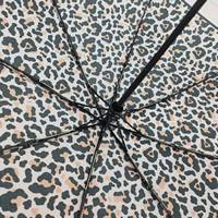 Parapluie pliant rose à imprimé léopard avec logo personnalisé, 8 baleines, ouverture et fermeture automatiques, sangle de poignet, pochette, pour femme, voyage, premium, mode chic