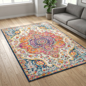พรมปูพื้นลายดอกไม้กันลื่นพิมพ์ลายผ้าฝ้ายเป็นมิตรกับสิ่งแวดล้อมสำหรับห้องนอนห้องนั่งเล่นห้องรับประทานอาหาร - Product Image 2