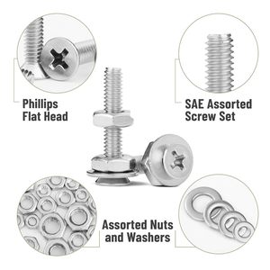 <span class=keywords><strong>Kit</strong></span> d'assortiment d'écrous et boulons en acier inoxydable de qualité industrielle 900pcs Phillips à tête plate avec rondelles - Product Image 4