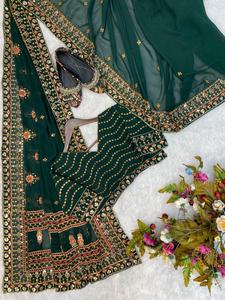 ชุดส่าหรีผ้าไหมสีดำสำหรับงานแต่งงานของชาวอินเดียชุดส่าหรีผ้าไหมแนวแฟนซีดีไซน์ล่าสุด - Product Image 5