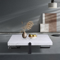 Table basse carrée en marbre noir et blanc minimaliste italienne pour hôtel, villa, salon