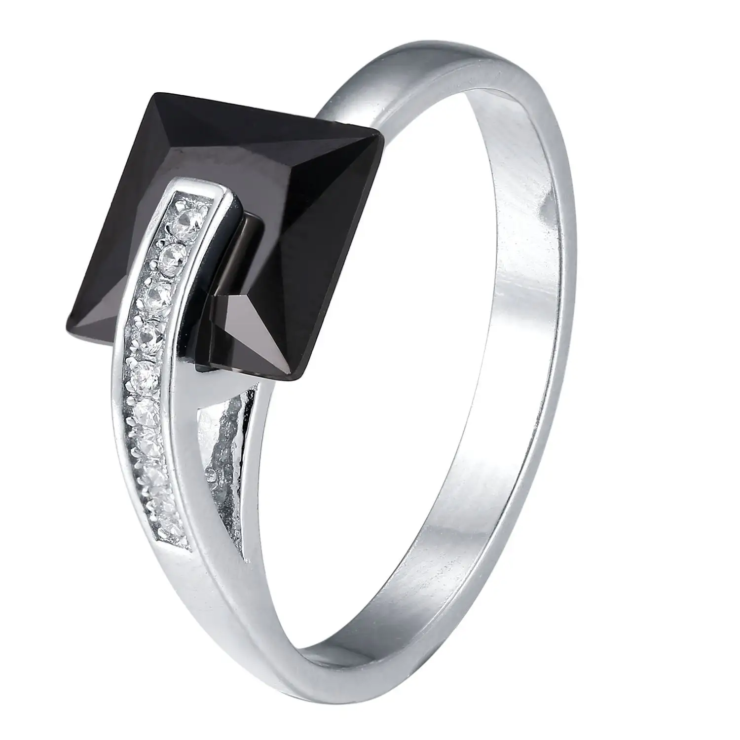 Top Selling Fine Jewelry 925s Black Zircon Diamond Inlaid Women Ring Sterling Silver Box Unisex Gemstone Rings Engagement Hook