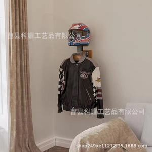 Wooden Motorcycle Helmet Rack Wall Mounted Coat <b>Hanger</b> With <b>Keys</b> Holder For Home Garage Use - Product Image 3