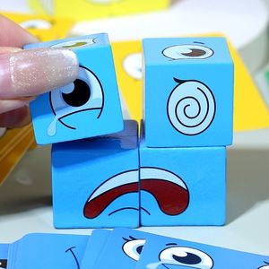 Jeu de société familial en bois, cube magique à expressions changeantes, puzzle de correspondance de motifs avec clochette - Product Image 3