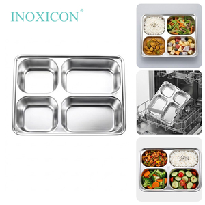 Vassoio per Fast <span class=keywords><strong>Food</strong></span> e Piatto da Cena in Acciaio Inox Ecologico e Durevole, Personalizzabile con 3/4/5 Scomparti Divisi - Product Image 3