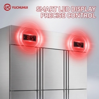 Réfrigérateur-congélateur professionnel 800L en acier inoxydable, 4 portes, vertical, sans givre, pour la restauration