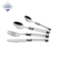 Service d'argenterie en acier inoxydable, couleur, manche en plastique, ensemble de couteaux, fourchettes et cuillères, couverts, ustensiles de cuisine