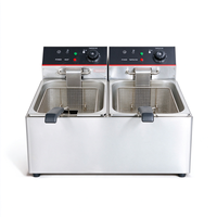 Friteuse électrique professionnelle à double cuve, 2 paniers, 6L, en acier inoxydable, avec contrôle de température, pour la restauration