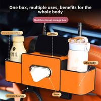 Organisateur de siège arrière de voiture, boîte de rangement en PP avec porte-gobelet multifonctionnel, porte-téléphone, boîte à mouchoirs et compartiment arrière