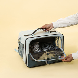 Pet Bag Soft-Sided Carrier With <b>Trolley</b> Breathable <b>Foldable</b> For Cats And Dogs Large Capacity Portable Outdoor Design - Product Image 4