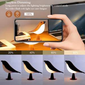 <span class=keywords><strong>Lampe</strong></span> d'oiseau sans fil portable lanterne suspendue détachable lumière d'accent de grain de bois décorative moderne pour l'extérieur carré Flexible - Product Image 3