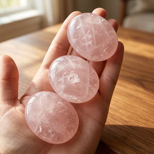 Natural Rose Quartz Oval <b>Ball</b> Globe | Premium Hand Polished <b>Crystal</b> Worry Stone Anti-Anxiety Relief for Home Decoration | - Product Image 1