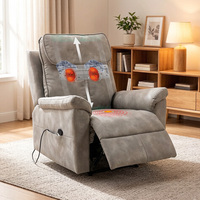 Canapé inclinable ergonomique moderne à trois places avec massage électrique, fonction de balancement et télécommande, en cuir véritable, pour salon