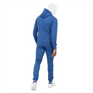 Chándal Azul con Capucha para Hombre, Manga Larga, Color Sólido, Ropa Casual con Bolsillos Laterales, Corte Regular, Invierno, 100% Algodón, Ligero - Product Image 2