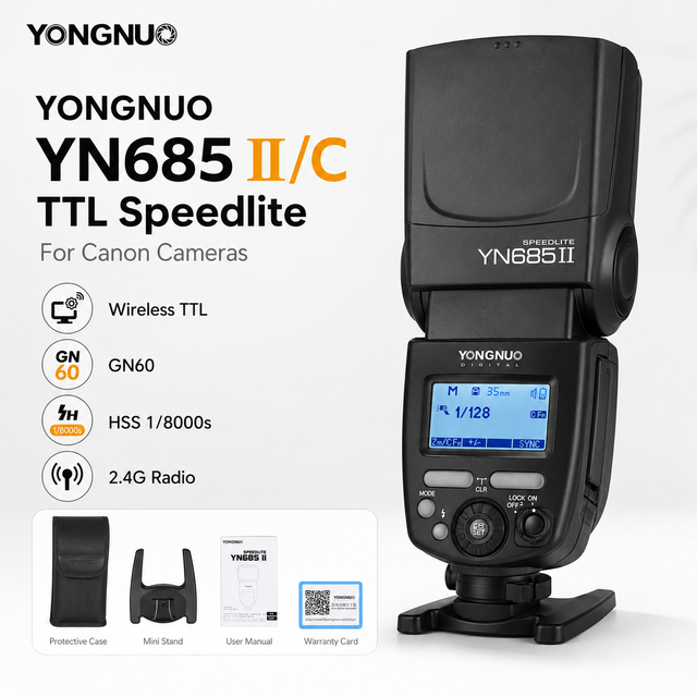 Yongnuo YN685 II C TTL Speedlite for DSLR Camera 1/8000s HSS High Speed Sync GN60 2.4G Wireless System Flash Metal