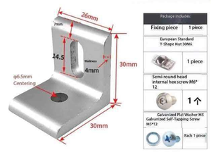Profilés en alliage d'aluminium : Code d'angle de connexion extrudé, pièces de fixation à angle droit, inégaux et réglables, série 6000, tempérage T3-T8, 90° - Product Image 3