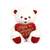 Ours en peluche blanc personnalisé avec un cœur d'amour Jouets en peluche pour cadeaux de la Saint-Valentin Fabriqué en polyester Remplissage en coton PP