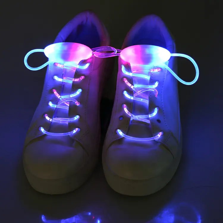 Desain Baru Tali Sepatu Silikon Tali Sepatu Berkedip Warna-warni Tali Sepatu Bercahaya LED Tanpa Ikatan