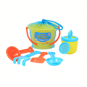 Ensemble de jeu de bac à sable pour enfants avec seau, arrosoir, râteau, pelle, entonnoir et tamis, et sac en filet - Product Image 2