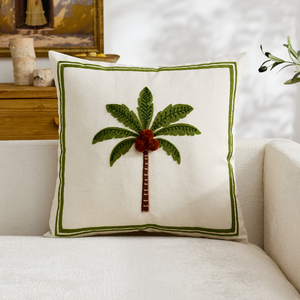 Fodera per cuscino decorativa di lusso <span class=keywords><strong>in</strong></span> <span class=keywords><strong>cotone</strong></span> e lino, trapuntata e ricamata con palme, per divano e arredamento casa - Product Image 6