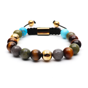 Pulsera de Cuentas de Metal con Piedras Preciosas de 8mm, Unisex, Premium, al por Mayor, Brazalete de Moda Hecho a Mano con Piedras de la Suerte, Joyería con Dijes de Moda, <span class=keywords><strong>VIYA</strong></span> - Product Image 1
