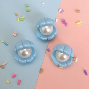 Venta caliente 100 Uds 3D adornos de concha de perla <span class=keywords><strong>Artificial</strong></span> cabujones de resina con reverso plano accesorios de joyería DIY decoración de fundas de teléfono móvil - Product Image 3
