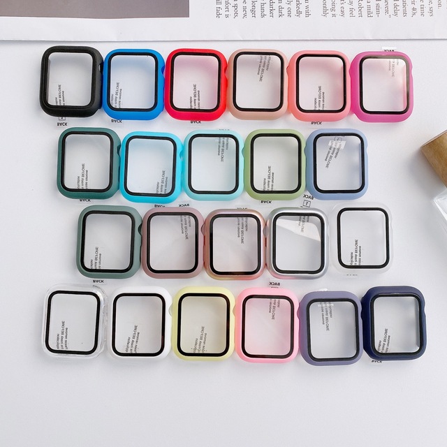 Full Cover Tempered Glass PC Watch Case for Apple Watch 8 7 6 5 49mm 45mm 44mm 41mm 38mm