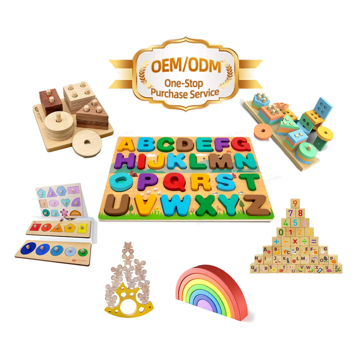 Lieferanten anpassbare farbige Buchstaben des Alphabets hölzernes geschäftliches Brett-Puzzle-Spellespiel Montessori-Spielzeug pädagogisches Abc-Kinderspielzeug für Kind