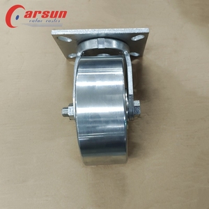 Ruedas Industriales de Alta Resistencia de 8 Pulgadas, Ruedas de Acero Giratorias Galvanizadas con Protectores de Rosca para Horquillas, Placa Superior de 9.5 mm, Rueda Dura Sin Freno, 1 Año de Garantía - Product Image 4