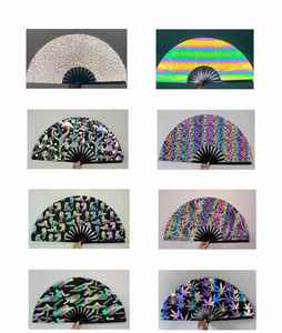 Éventail pliable promotionnel en bambou noir de 33 cm avec tissu réfléchissant de 13 pouces - Product Image 3