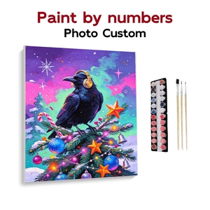 Großhandel Benutzerdefiniertes Foto-Malen-nach-Zahlen-Set Weihnachtsraben-Thema DIY Ölgemälde für Erwachsene Heimwanddekoration Dropshipping - Product Image 1