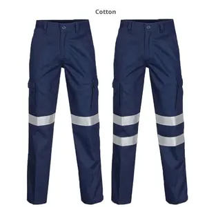 Pantaloni da lavoro in cotone 100% da uomo lucidi resistenti all'usura piatti dritti riflettenti per i lavoratori delle stazioni di servizio dei cantieri - Product Image 3